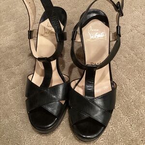 Christian Louboutin T strap black women shoes size 36